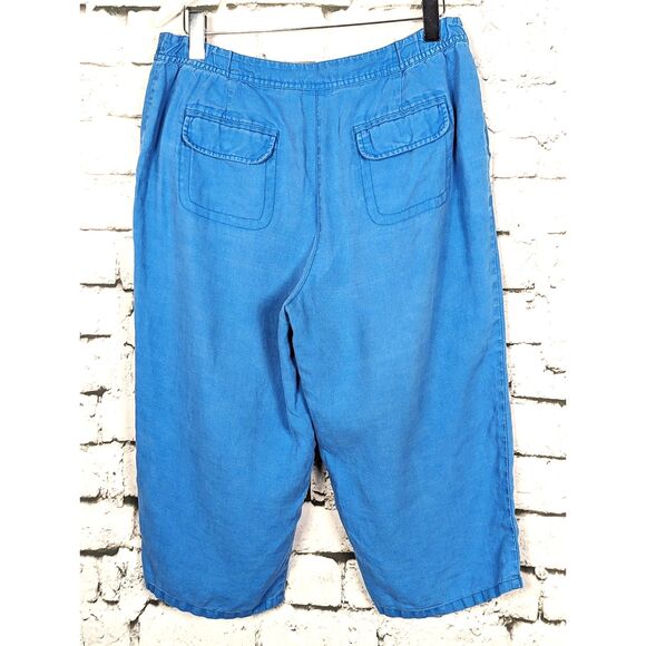 CHICO'S 100% Linen Cropped Pant Pockets Casual Wide Leg Size 2.5 (L/14) - Picture 3 of 5